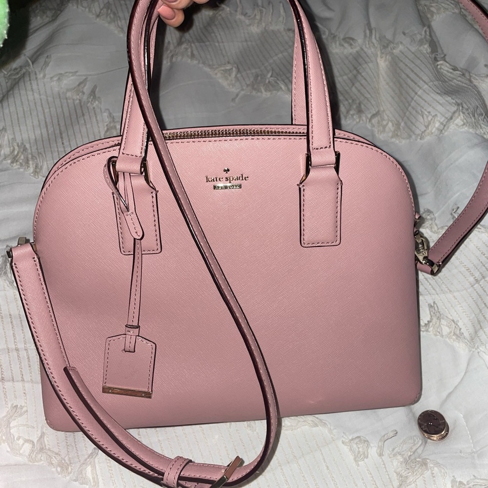 Pink Kate Spade cross body tote bag